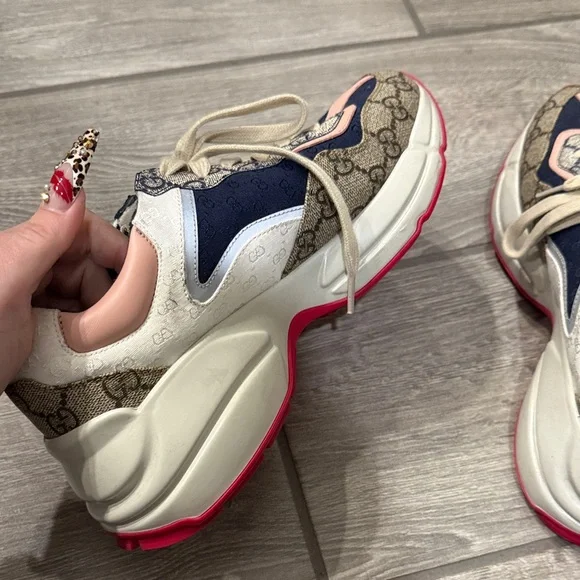 Gucci Women's Sneakers with Pink and Blue Design - Picture 4 of 8